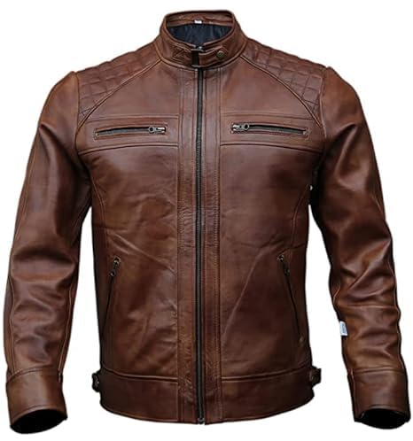 NEW CHOICE LEATHERS Pure Genuine Leather Jacket For Men's (NEWCHOICE-922-BROWN)