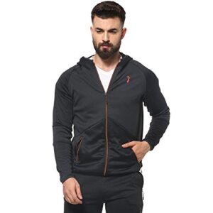 Campus Sutra Men Active Sports Wear Jacket with Hooded Collar, Dri-Fit, Long Sleeves, Track Zipper Closure, Gym, Running & Travel Upper Wear Jackets Crafted with Comfort Fit & High Functionality