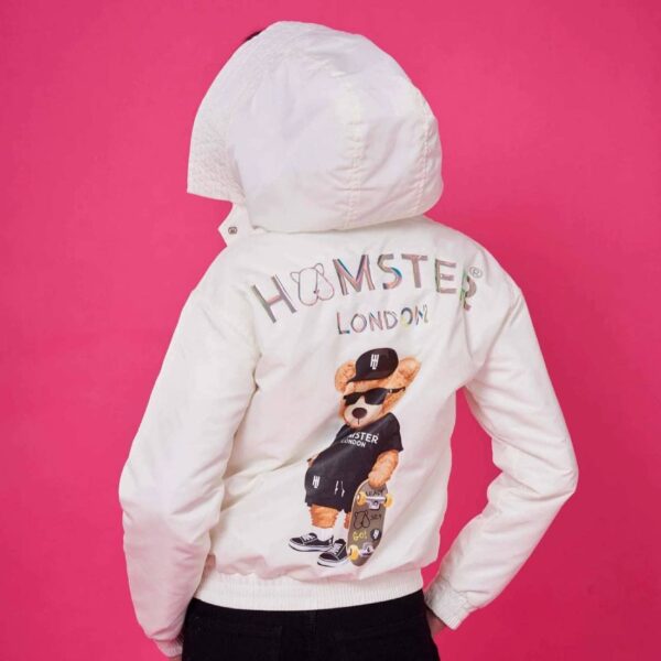 HAMSTER London Ted H Hooded Neck Bomber Jacket with Big Teddy Design