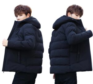 YOONIKK Men's Standard Length Polyester Winter Hoodie Bomber Jacket