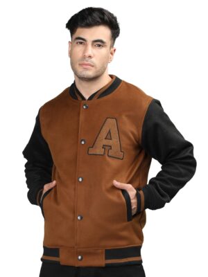 CHKOKKO Men's Winter Wear Varsity Jacket With Ribbed Cuffs