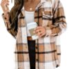 AUTOMET Womens Casual Plaid Shacket Button Down Long Sleeve Shirt