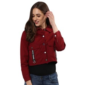 Campus Sutra Women’s Cotton Jacket Relaxed Fit For Casual Wear | Full Sleeve | Latest Stylish Wear Cotton Jacket Crafted With Comfort Fit And High Performance For Everyday Wear