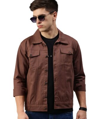 VOXATI Men's Denim Jacket kjt209xy-xxxl_Brown_3XL