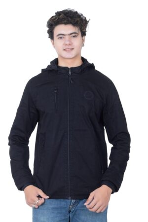 Rustam Collection Men's Bomber Jackets with Hoodie | Lightweight Windbreaker | Spring Fall Casual Stylish Full Zip Jacket | Active Outwear Coats (Black)