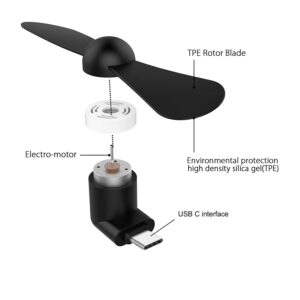 BLAXSTOC B-23 Mini Type-C Fan & Portable Mini USB Dragon Fan with 2 Leaf Portable Cooling Fan Flexible Cooler Connect with Laptop, Smartphone, Powerbank, USB Adapter/Hub & Mobile with OTG