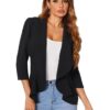 KOTTY Women's Single Breasted Relaxed Fit Shawl Collar 3/4 Sleeve Blazer