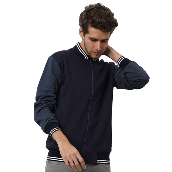 Campus Sutra Men's Black & Grey Zip-Front Jacket with Open-Angled Pocket for Casual Wear | Low-High Neck | Long Sleeve | Zipper Closure | Cotton Jacket Crafted with Comfort Fit for Everyday Wear