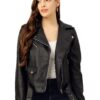 Leather Retail® Full Sleeve Black Solid Jacket for Woman's Biker Style