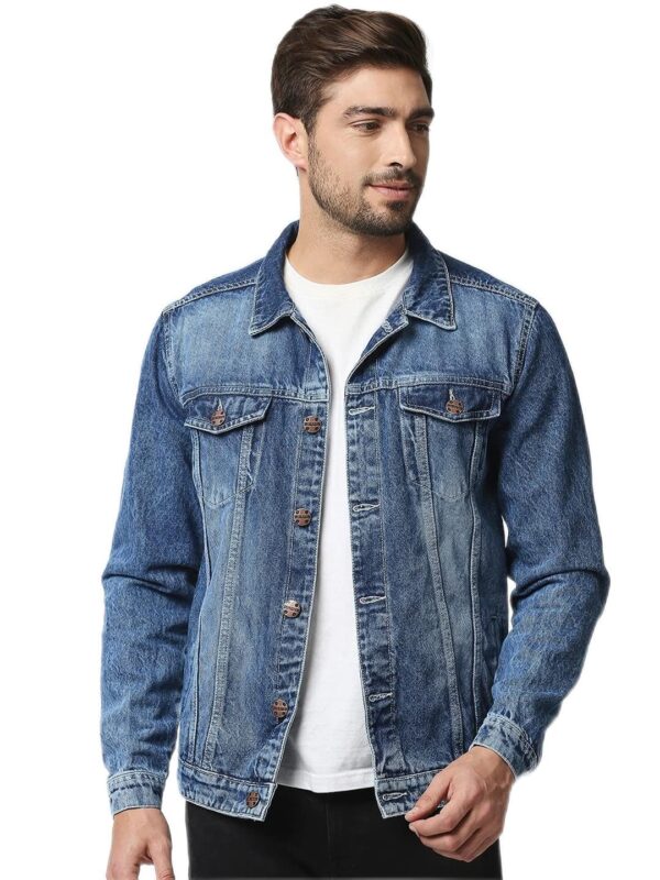 High Star Clothing High Star Men Washed Denim Standard Length Jacket