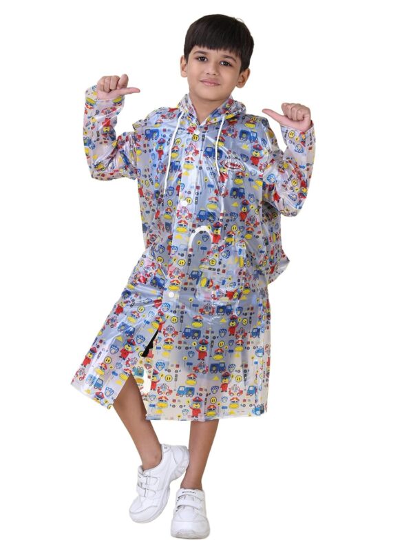 Rupa Unisex Pvc Kid Rainwear For Kids, Waterproof Pvc Rain Standard Length Jacket With Carry Bag, Teddy Printed Design, Pack Of 1