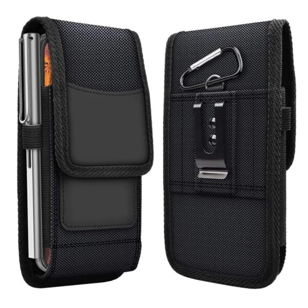 HEAVY DRIVER® Phone Holster for Men Belt Clip Pouch, for iPhone 14 Plus, 14 Pro Max, 13 Pro Max, 12 Pro Max, 11 Pro Max and More, 6.8" Nylon Cell Phone Holster Mobile Card Holder Case (XL, Black)