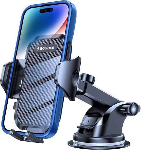 Sounce Car Phone Holder Mount, [Military-Grade Suction & Super Sturdy Base] Universal Phone Mount for Car Dashboard Windshield Air Vent Hands Free Car Phone Mount for iPhone Android All Smartphones