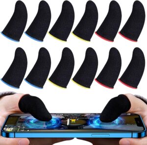 LIMESHOT® Pubg Anti-Slip Thumb Sleeve, Slip-Proof Sweat-Proof Professional Touch Screen Thumbs Finger Sleeve for Pubg Mobile Phone Game Gaming Gloves Multi Colour (6 Pair-12 Pcs)