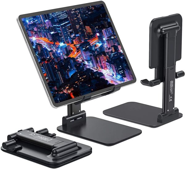 STRIFF Phone Stand Mobile Stand Foldable Tablet Mobile Tabletop Stand Holder - Angle-Height Adjustable Desk Cell Phone Holder Anti-Slip Compatible with Smartphones/iPad Mini/Game/Kindle/Tablet(4-10")