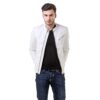 Leather Retail Faux Leather Men's White Solid Biker Jacket