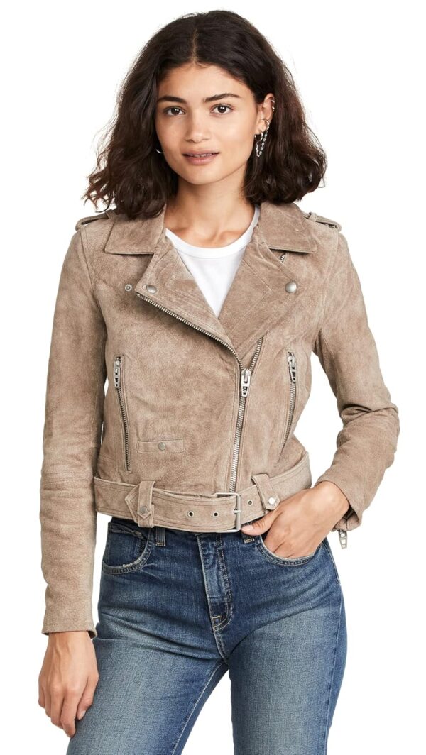 [BLANKNYC] Women's Suede Moto Outerwear, Sand Stoner, Medium