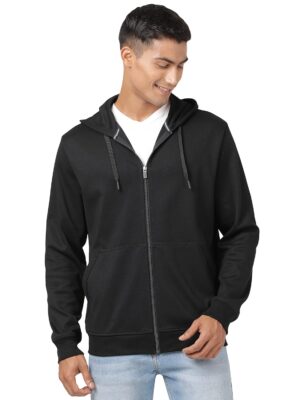 Jockey AM61 Men's Super Combed Cotton Rich Pique Fabric Ribbed Cuff Hoodie Jacket