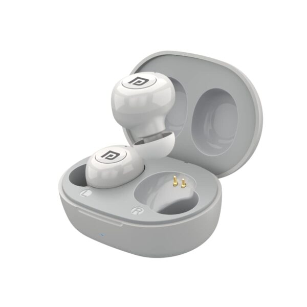 Portronics Harmonics Twins S3 Smart TWS Bluetooth 5.2 Earbuds with 20 Hrs Playtime, 8mm Drivers, Type C Charging, IPX4 Water Resistant, Low Latency, Lightweight Design(White)