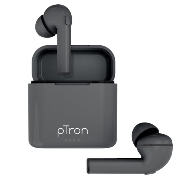 pTron Bassbuds Vista in-Ear TWS Earbuds, HD Mic for Clear Calls, Immersive Audio, Snug-fit Buds, Bluetooth v5.1 with Quick Pairing, Passive Noise Cancelation, Voice Assist & IPX4 (Graphite Grey)