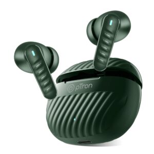 pTron Bassbuds Bliss TWS in Ear Earbuds with 4 Quadpro Mics,3D Audioscape,Trutalk Enc Calls,40H Playtime,50Ms Low-Latency Game/Music Modes,Bt5.3,Type C Fast Charging&Ipx5 Water Resistant(Green)