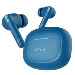 pTron Bassbuds Duo Pro TWS in Ear Earbuds with 3D Audioscape,Trutalk Ai-Enc Calls,Thunder Bass,38H Playtime,50Ms Low Latency Movie/Music Modes,Bt 5.3&Ultra Hd Mic,Fast Type-C Charging&Ipx5(Blue)