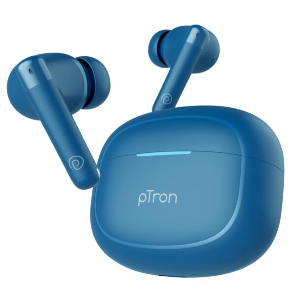 pTron Bassbuds Duo Pro TWS in Ear Earbuds with 3D Audioscape,Trutalk Ai-Enc Calls,Thunder Bass,38H Playtime,50Ms Low Latency Movie/Music Modes,Bt 5.3&Ultra Hd Mic,Fast Type-C Charging&Ipx5(Blue)