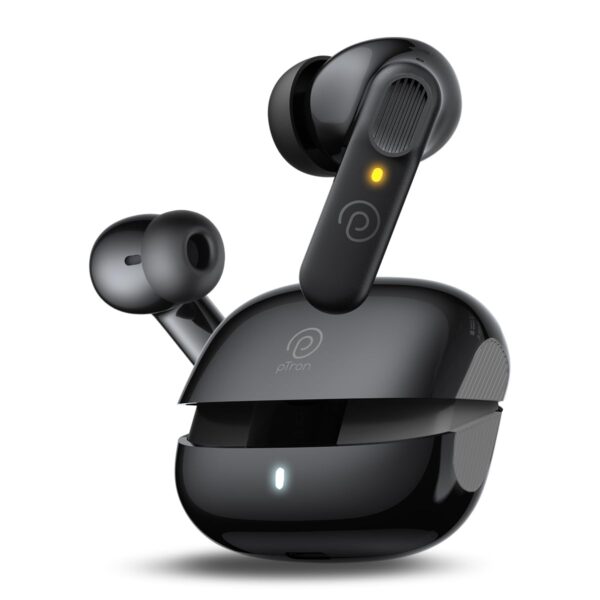 pTron Zenbuds 1 V2 ANC Bluetooth in Ear Earbuds 32Db Quietsound Tech,13Mm Hyperdrivers with 4D Panaromic Audio,4 Quadpro ANC Mics,40Ms Low Latency Game/Music Modes,Bluetooth V5.3(Black)