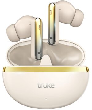 truke New Launched Q1 Lite True Wireless in Ear Earbuds, 48H Playtime Ear Buds, Crystal-Clear Calls, Fast Charging, Elegant Royal Design, Bluetooth 5.4, Noise Cancellation, Gaming Mode (Gold)