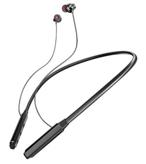 JGD Boom T3 Bluetooth Earphones with 13mm Drivers, Rich Music Experience, 20 Hours Playtime, Type C Fast Charging, Neckband Earphones with Magnetic earpiece,Voice Assistant and Mic (Black)