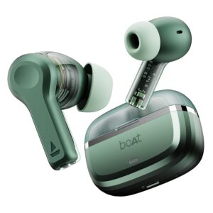 boAt Nirvana Space w/ 360º Spatial Audio, ANC Up to 32dB, 100hrs Playback, 4 Mics with AI-ENx™, Hearables App,in-Ear Detection,DLC Drivers Truly Wireless in Ear Earbuds, TWS Earbuds (Cosmos Green)