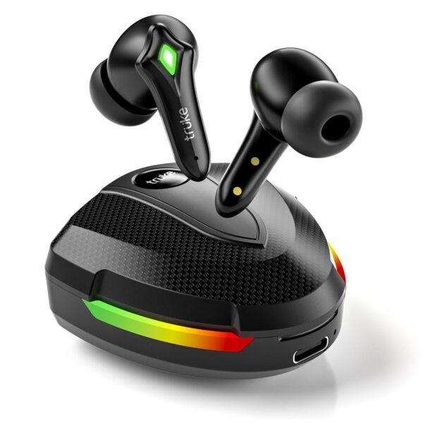 truke Newly Launched BTG Storm Gaming Earbuds with 40ms Ultra-Low Latency, 13mm Titanium Drivers, ENC, 50H Playtime, Fast Charge, BT 5.3, IPX5 (Black)
