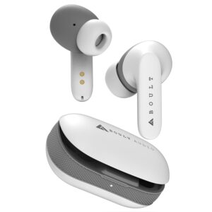 Boult Audio AirBass Z20 TWS, 40H Playtime with Zen Environmental Noise Cancellation, Fast Charging Type-C, IPX5 Water Resistance, Touch Controls and Voice Assistant Bluetooth in Ear Earbuds (White)