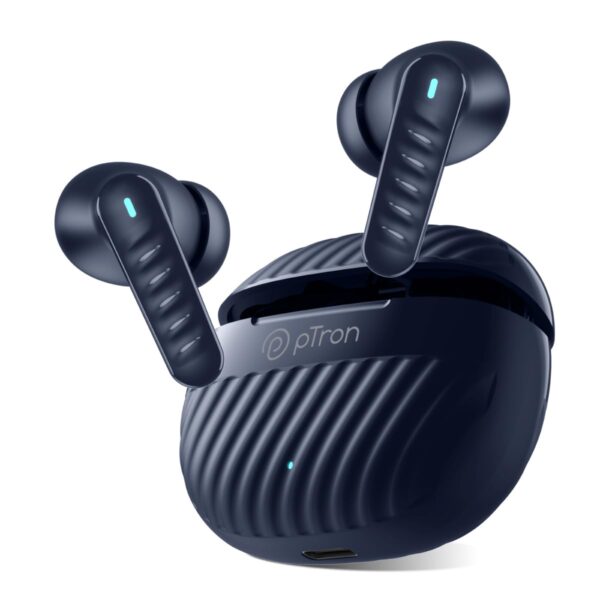 pTron Bassbuds Bliss TWS in Ear Earbuds with 4 Quadpro Mics,3D Audioscape,Trutalk Enc Calls,40H Playtime,50Ms Low-Latency Game/Music Modes,Bt5.3,Type C Fast Charging&Ipx5 Water Resistant(Blue)