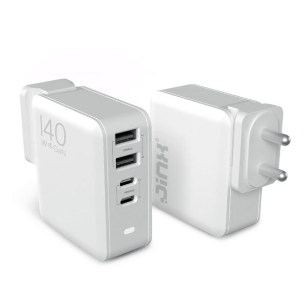 JINX 140W 4 Port PD GaN Charger Fast Charge 4 Device Simultaneously Compatible with Macbooks, Laptops, iPhone,3X Type C Charger PD 3.0 & 1x Type A Port, BIS Certified, EU/USA/UK Plugs (140W 2C 2A)