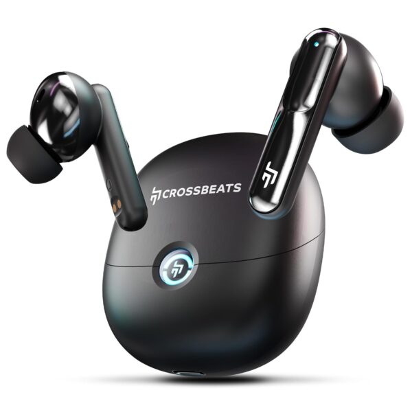 CrossBeats Sonic 3 TWS in Ear ANC Ear Buds | 30dB Hybrid | 360° Spatial Audio | 100hr Playtime Bluetooth Earphones | Truly Wireless Gaming Buds | 3D Sound | 40ms Low Latency | Dual EQ Modes (Black)