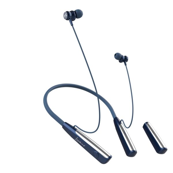 LANDMARK LM BH153 Wireless Bluetooth Neckband with 10Mins Charge = 10Hrs Playtime, Powerful Bass Sound, Additional Battery, Magnetic On/Off & Call Vibration, Voice Assistant Earphones with Mic (Blue)