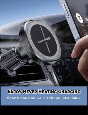 GripPro for Magsafe Car Mount Wireless Charger 15W Car Charger for iPhone Magnetic Car Phone Holder Mount with Wireless Fast Charging Compatible for iPhone 14 13 12 with Cooling Fan