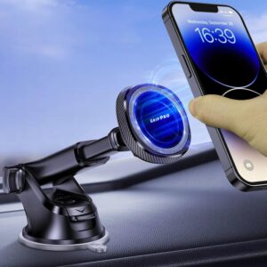 GripPro Compatible for MagSafe Car Mount, Magnetic Phone Holder for Car Dashboard Windshield iPhone Car Mount Holder Compatible with iPhone 14 13 12 Pro Plus Max Mini MagSafe Mount, 17 Strong Magnets