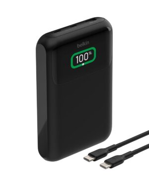 Belkin Portable Charger, 3-Port Laptop Power Bank 20000mAh w/USB-C & USB-A Ports, 65W Fast Charging USB-C Power Delivery, iPhone Charger for MacBook, iPhone 16, iPad Pro, Galaxy S24, & More - Black